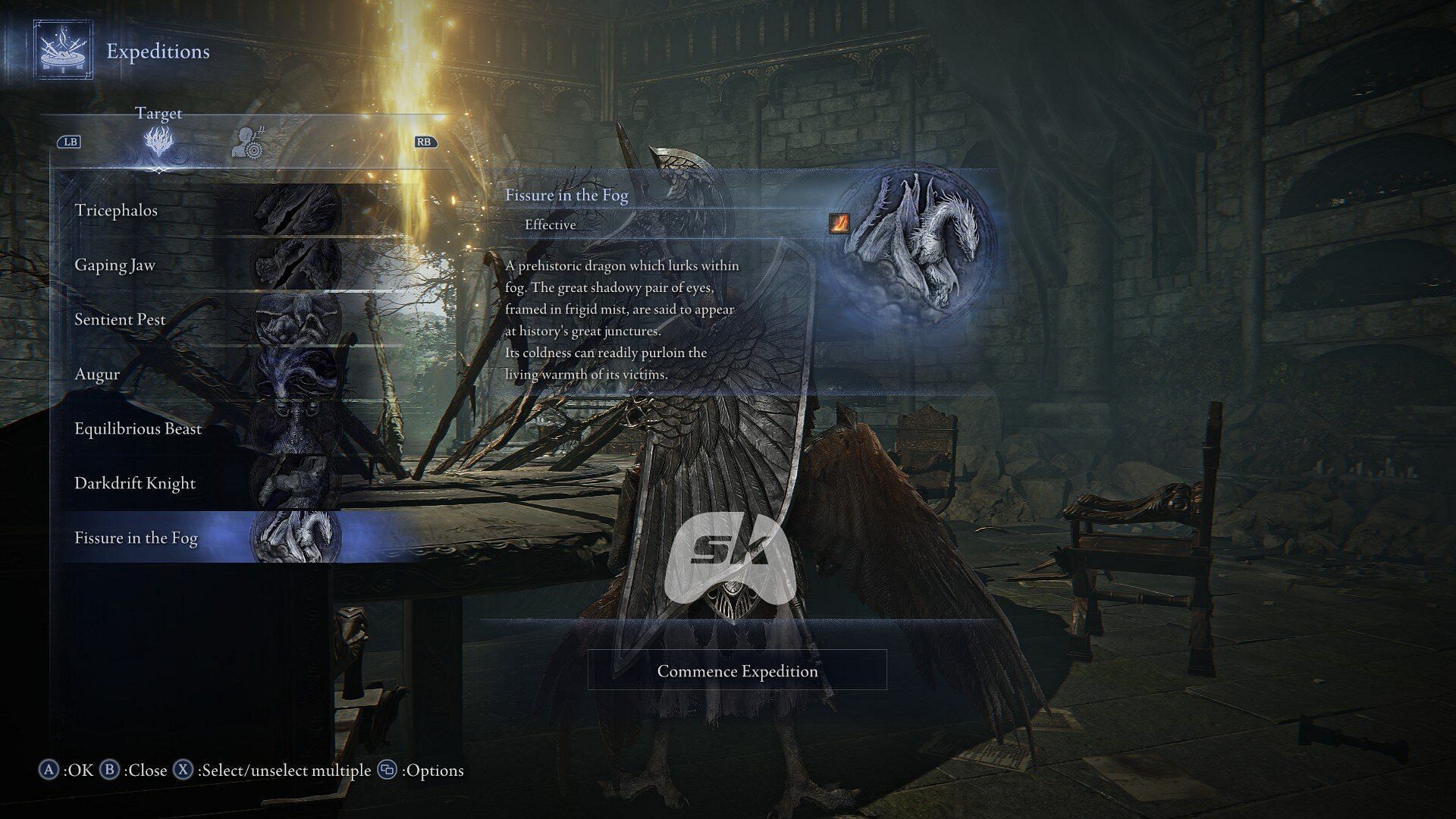 Target menu (Image via Sportskeeda Gaming || FromSoftware/Bandai Namco Entertainment)